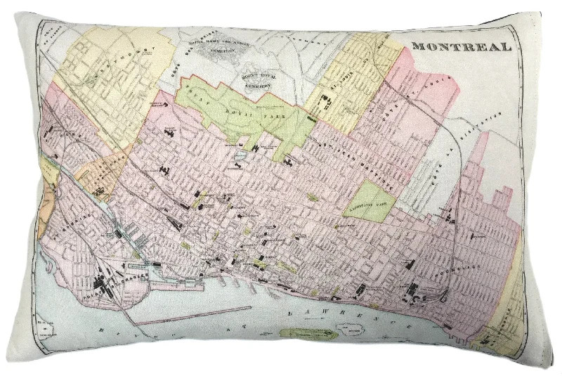 Bolster Pillows for Sofa DecorationLumbar Support Pillows for Car SeatsCity of Montreal Vintage Map Pillow