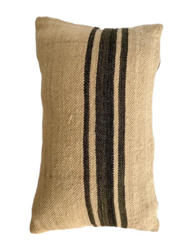 Bolster Pillows for Sofa DecorationBack Support Pillows for Office ChairsOuaouzguiti Association's Striped Hanbel Pillow - Black Bolster Pillows for Sofa DecorationBack Support Pillows for Office ChairsOuaouzguiti Association's Striped Hanbel Pillow - Black