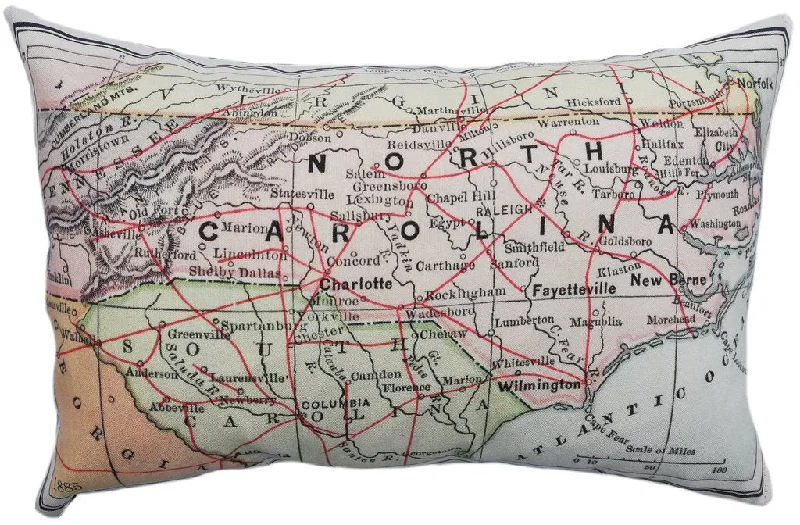 Lumbar Support Pillows for Car SeatsBack Support Pillows for Office ChairsNorth Carolina Vintage Map Pillow