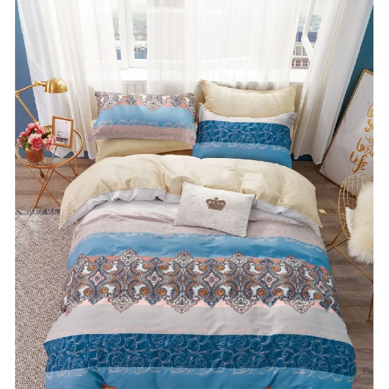 Bamboo - fiber - filled comforters with antibacterial and breathable qualitiesSilk - filled comforters for a luxurious and smooth touchHannah 100% Cotton Reversible Comforter Set Bamboo - fiber - filled comforters with antibacterial and breathable qualitiesSilk - filled comforters for a luxurious and smooth touchHannah 100% Cotton Reversible Comforter Set