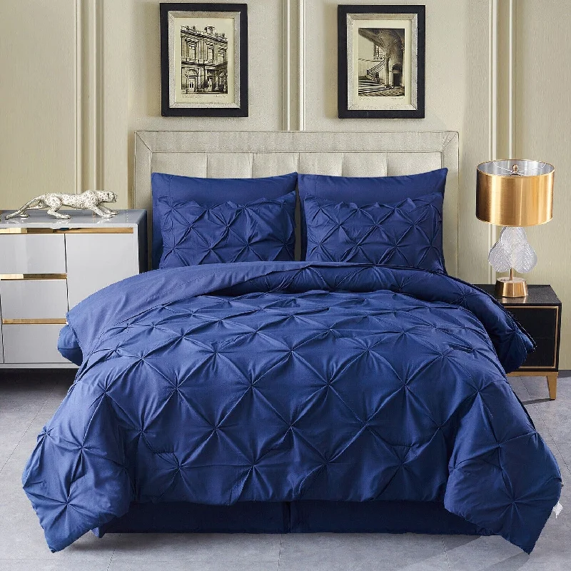 Latex - filled comforters with a bouncy texture and good supportQueen - size comforters for standard queen - sized mattresses8 Pcs Pintuck Pinch Pleated Bed in A Bag Comforter Cal King Size Latex - filled comforters with a bouncy texture and good supportQueen - size comforters for standard queen - sized mattresses8 Pcs Pintuck Pinch Pleated Bed in A Bag Comforter Cal King Size