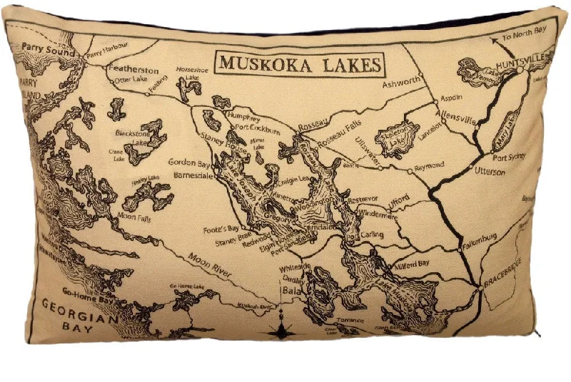 Round Pillows for Boho-Style InteriorsSquare Pillows for Modern Home DecorMuskoka Lakes Vintage Map Pillow Round Pillows for Boho-Style InteriorsSquare Pillows for Modern Home DecorMuskoka Lakes Vintage Map Pillow