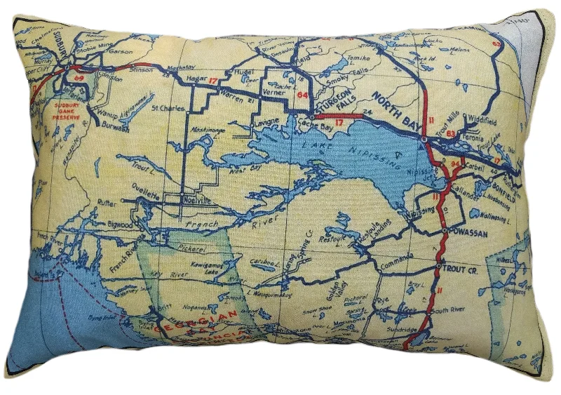 Back Support Pillows for Office ChairsAdjustable Pillows for Customized ComfortFrench River/Nipissing Area Vintage Map Pillow Back Support Pillows for Office ChairsAdjustable Pillows for Customized ComfortFrench River/Nipissing Area Vintage Map Pillow