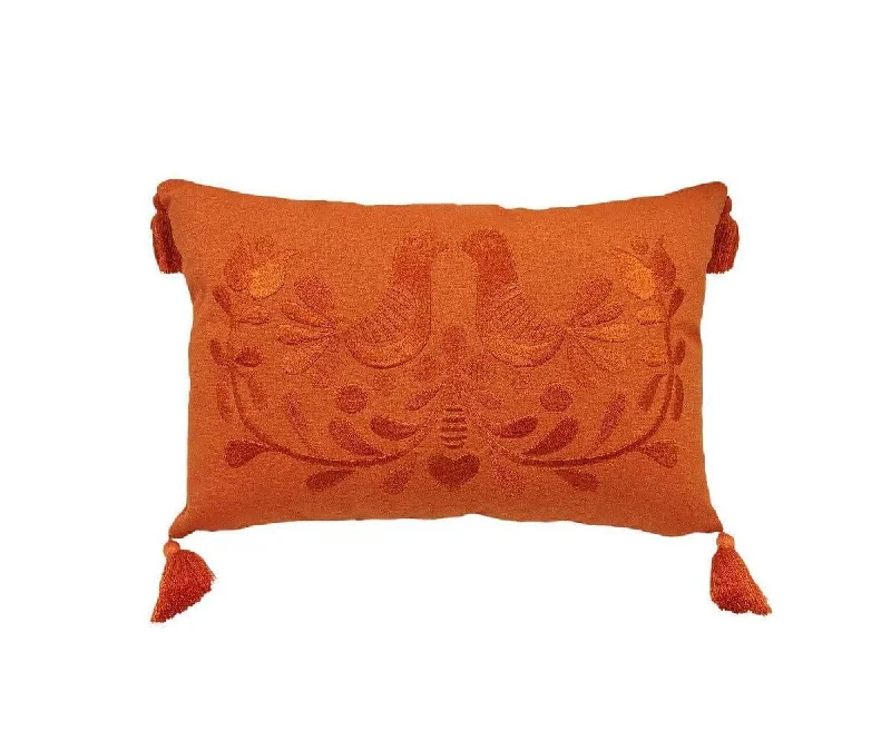 Plush Pillows for a Cozy BedEmbroidered Doves Lumbar Pillow Cover