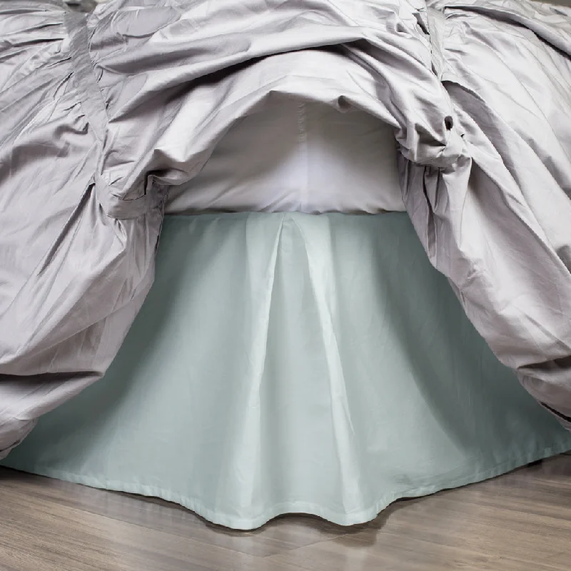 Checkered bed skirts for a classic patternThe Porcelain Green Pleated Bed Skirt