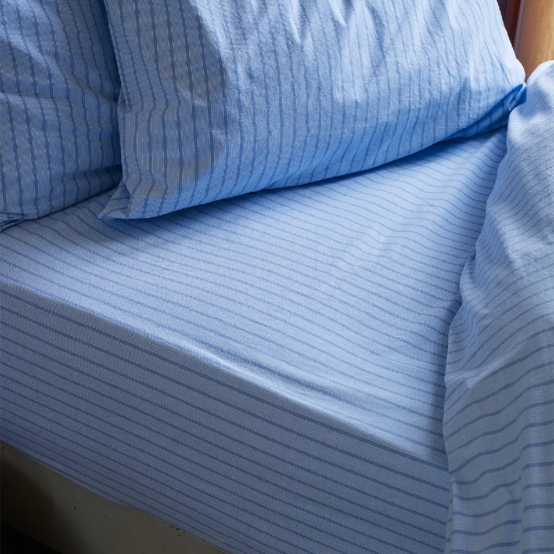 Thermal - Regulating Bamboo Sheets for All - Season ComfortPale Blue Favourite Shirt Stripe Cotton Fitted Sheet Thermal - Regulating Bamboo Sheets for All - Season ComfortPale Blue Favourite Shirt Stripe Cotton Fitted Sheet