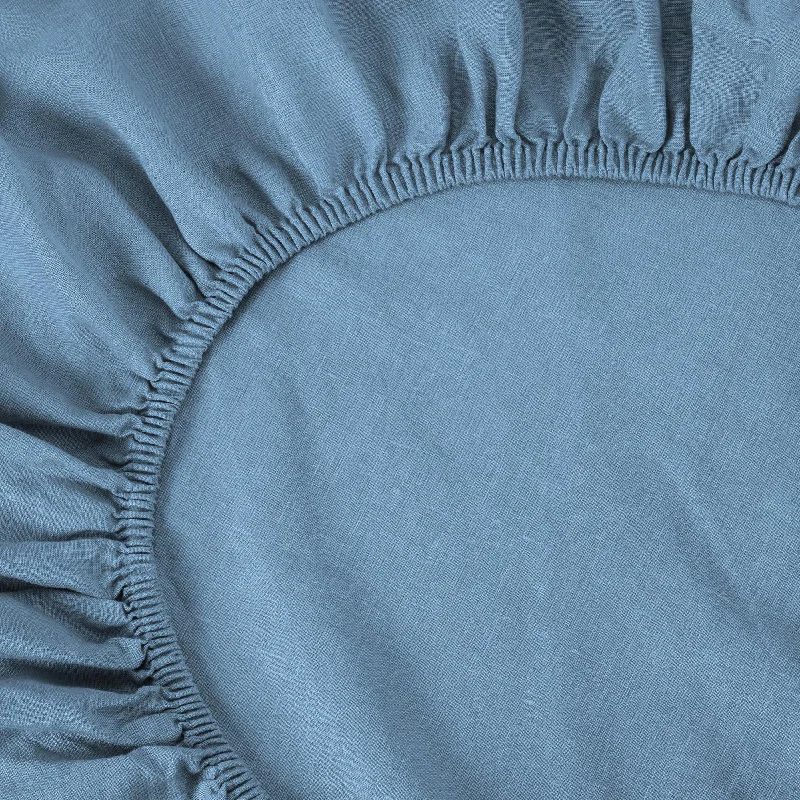 Polyester - Cotton Blend Sheets for Durability and ComfortDusk Blue 100% Linen Fitted Sheet Polyester - Cotton Blend Sheets for Durability and ComfortDusk Blue 100% Linen Fitted Sheet