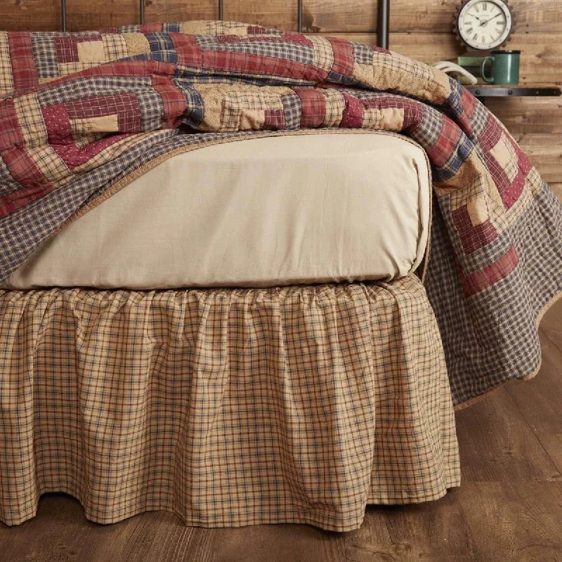 Queen - size bed skirts with ruffled edgesMillsboro Bed Skirts Khaki, Burgundy, Navy VHC Brands