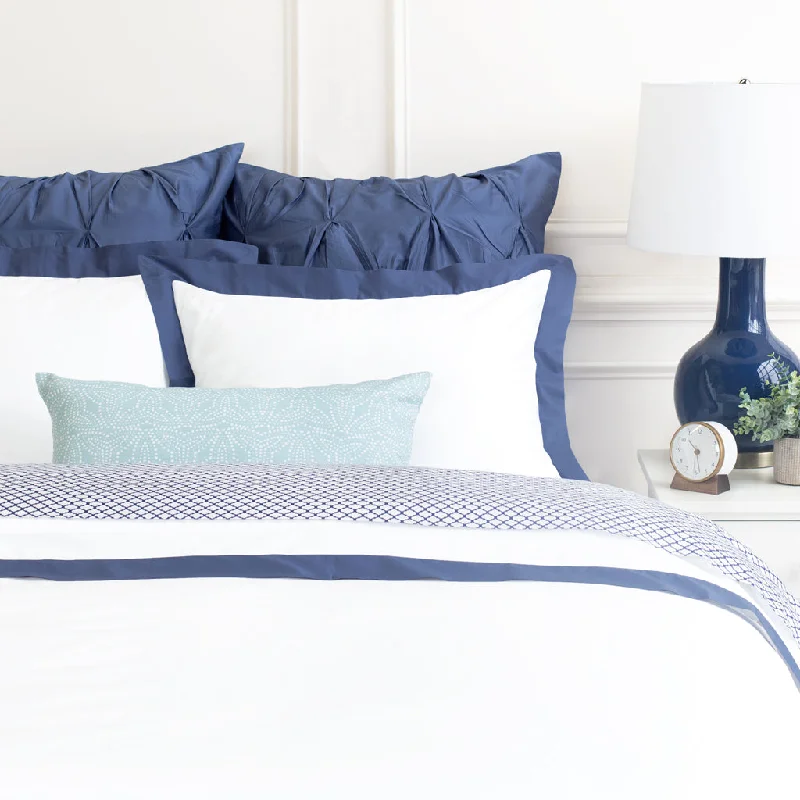 Solid - colored duvet covers in classic colors like white, black, and navy for a timeless lookSlate Blue Linden Border Duvet Cover Solid - colored duvet covers in classic colors like white, black, and navy for a timeless lookSlate Blue Linden Border Duvet Cover