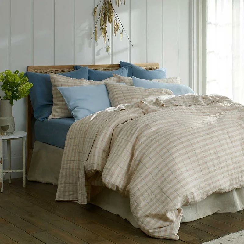 Minimalist - style duvet covers with clean lines and simple designsCafe au Lait Check Stripe 100% Linen Duvet Cover Minimalist - style duvet covers with clean lines and simple designsCafe au Lait Check Stripe 100% Linen Duvet Cover