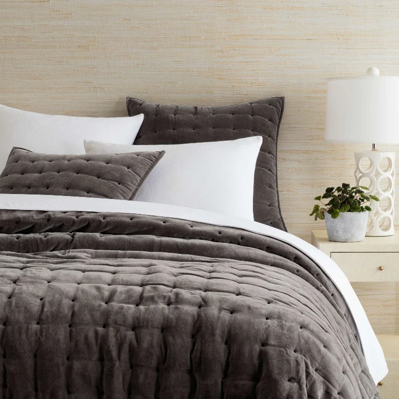 Oversized duvet covers that drape beautifully over the sides of the bed for a luxurious lookPine Cone Hill Vienna Velvet Shale Quilt Oversized duvet covers that drape beautifully over the sides of the bed for a luxurious lookPine Cone Hill Vienna Velvet Shale Quilt
