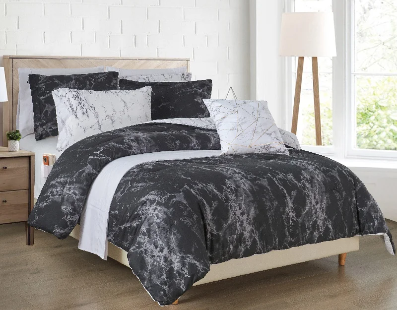 Duck down comforters with a softer feel and good warmth retentionElegant Comfort Reversible 10-Piece Marble Print Comforter Set, Includes 6-Piece Sheet Set with Double Sided Storage Pockets Duck down comforters with a softer feel and good warmth retentionElegant Comfort Reversible 10-Piece Marble Print Comforter Set, Includes 6-Piece Sheet Set with Double Sided Storage Pockets