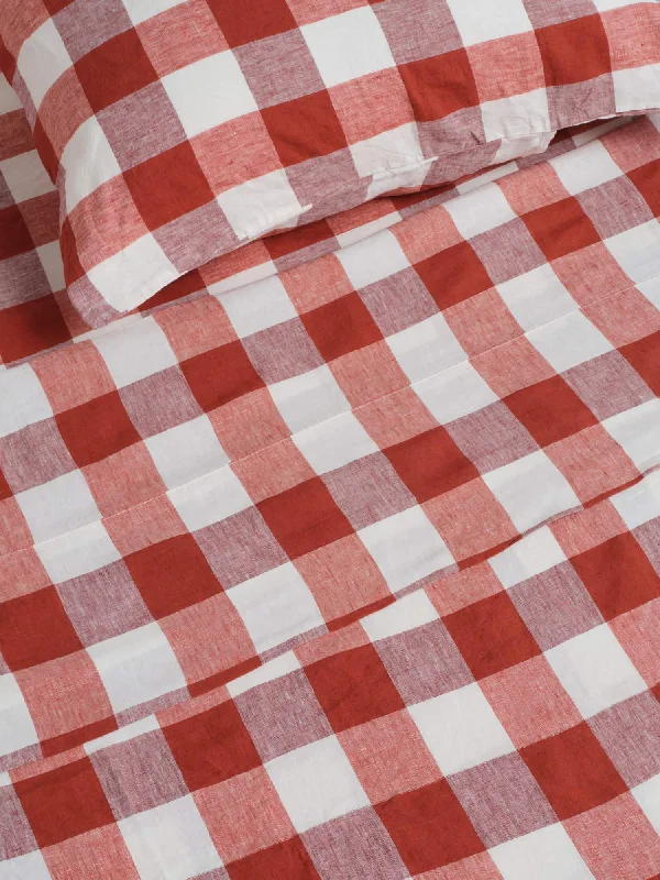 Hypoallergenic Silk Sheets for Sensitive Sleepers100% Linen Flat Sheet in Paprika