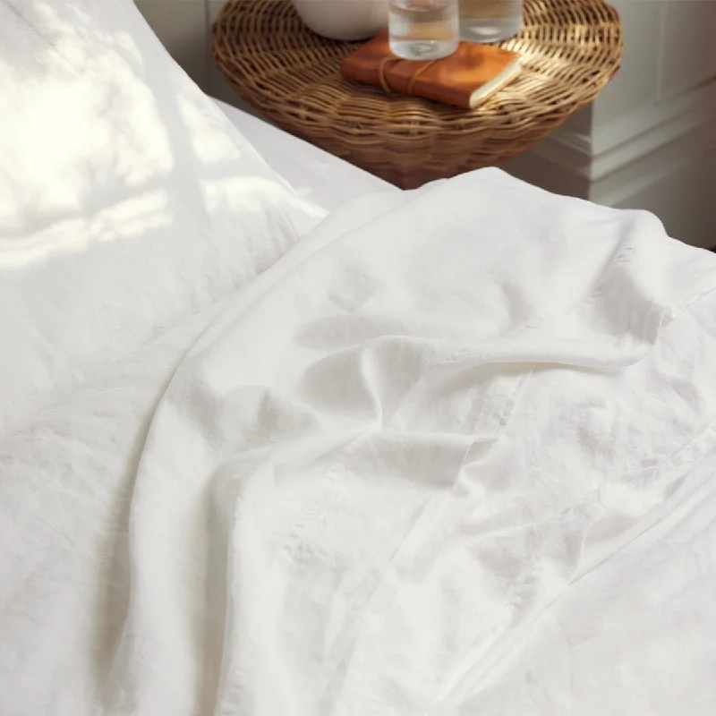 Twin - Size Sheet Sets with a Pillow ProtectorWhite Linen Blend Flat Sheet