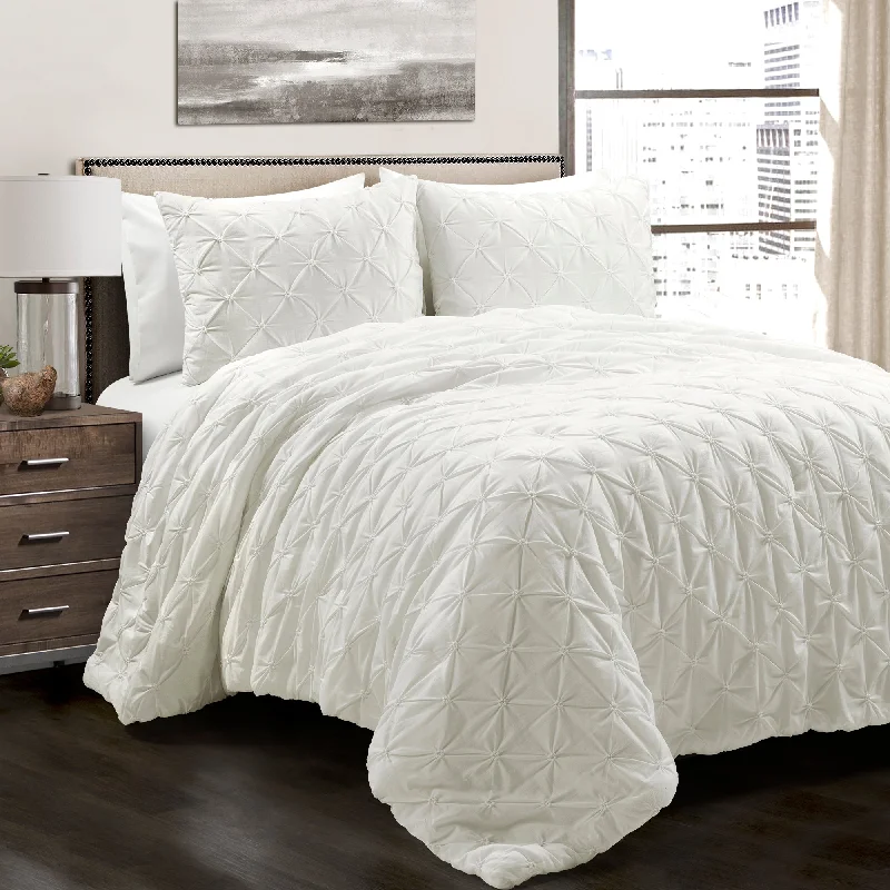 Down - filled comforters for supreme warmth and lightnessLush Décor Ravello Pintuck Cotton Comforter 3 Piece Set Down - filled comforters for supreme warmth and lightnessLush Décor Ravello Pintuck Cotton Comforter 3 Piece Set