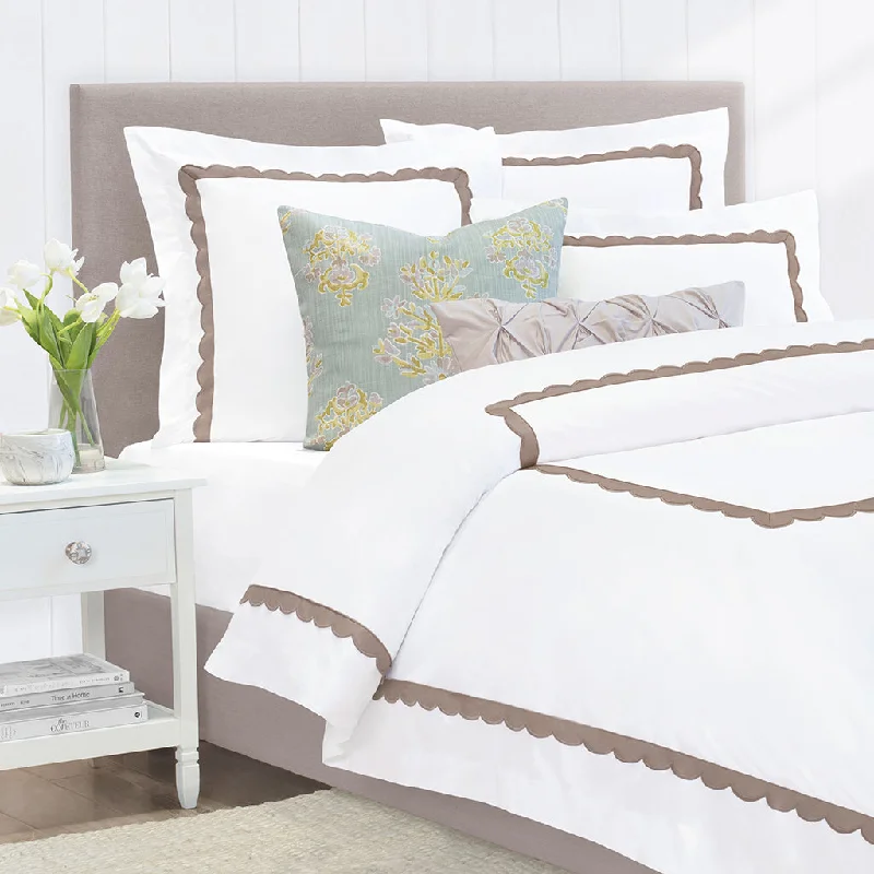 Discounted duvet covers during holiday sales like Christmas, Black Friday, and Cyber MondayCamellia Taupe Scalloped Percale Duvet Cover Discounted duvet covers during holiday sales like Christmas, Black Friday, and Cyber MondayCamellia Taupe Scalloped Percale Duvet Cover