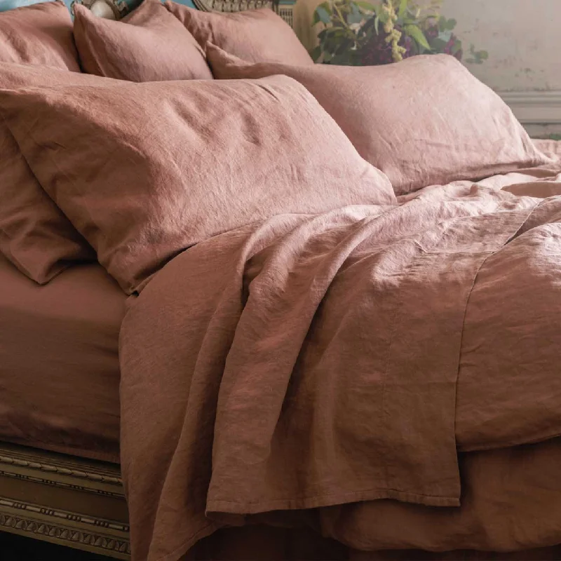 Polyester - Cotton Blend Sheets for Durability and ComfortWarm Clay 100% Linen Flat Sheet