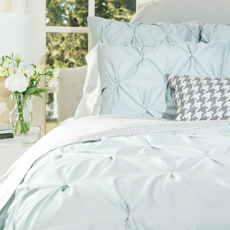 Guest - room duvet covers to make visitors feel welcome and comfortablePorcelain Green Valencia Pintuck Duvet Cover Guest - room duvet covers to make visitors feel welcome and comfortablePorcelain Green Valencia Pintuck Duvet Cover