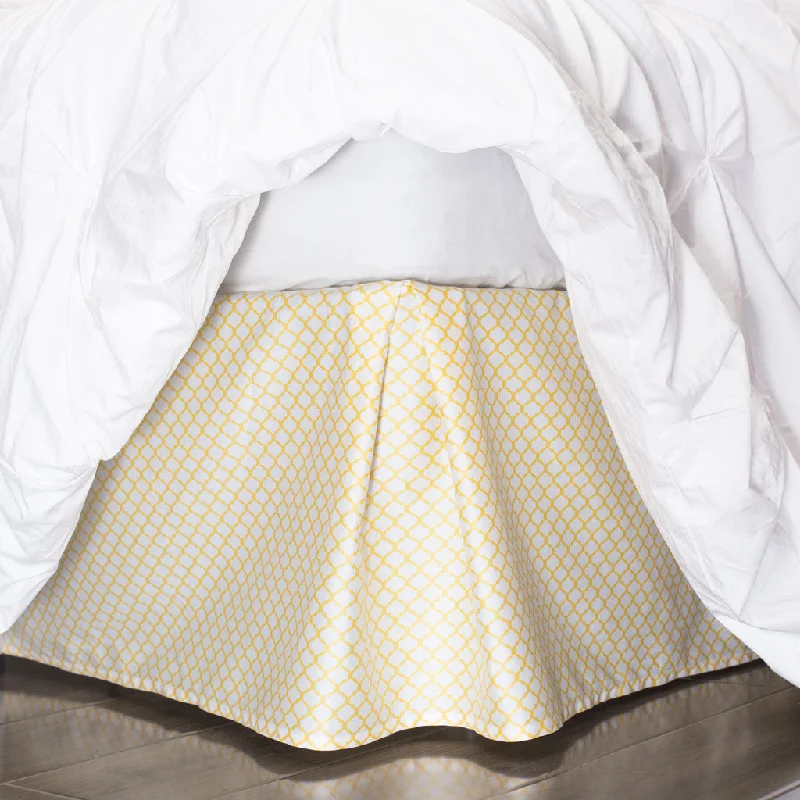 Bed skirts with a scalloped hem for a charming detailThe Yellow Cloud Bed Skirt