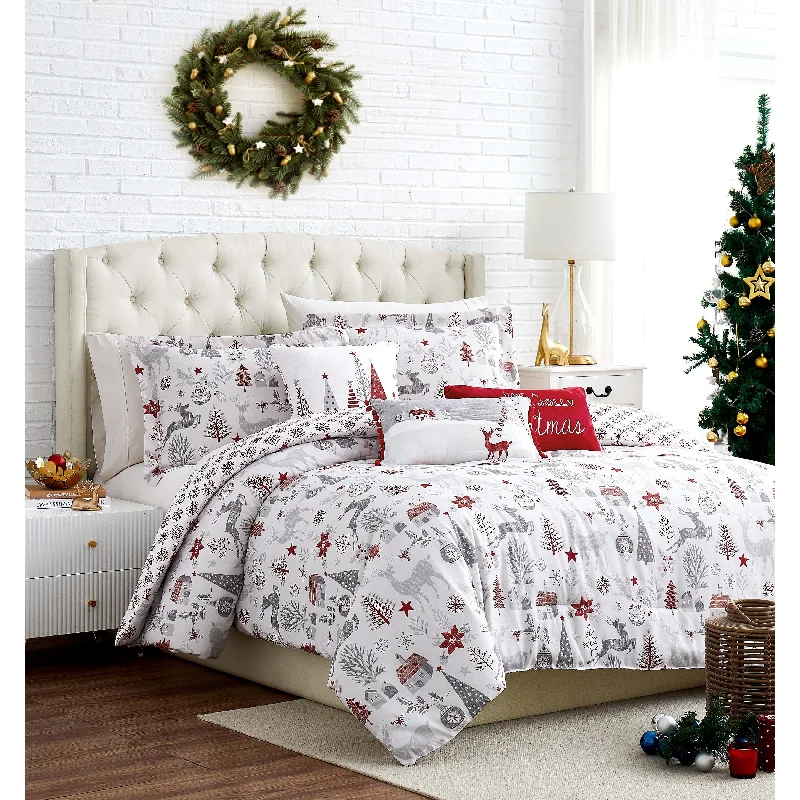 Latex - filled comforters with a bouncy texture and good supportHolly Jolly Lane Oversized Reversable 6-Piece Comforter Set