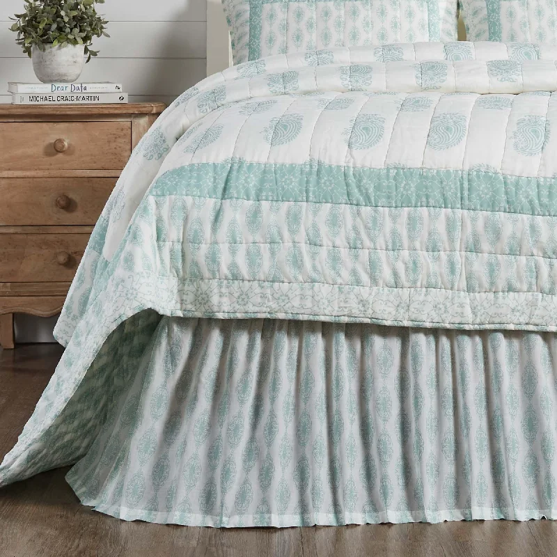 Bed skirts with a high - quality elastic waistbandAvani Sea Glass King Bed Skirt 78x80x16 VHC Brands Bed skirts with a high - quality elastic waistbandAvani Sea Glass King Bed Skirt 78x80x16 VHC Brands
