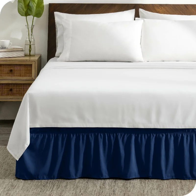 King - size bed skirts in solid colorsBare Home Adjustable Wrap Around Bed Skirt