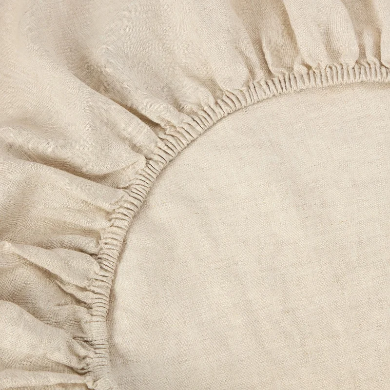 Wrinkle - Free Polyester Sheets for a Low - Maintenance BedOatmeal 100% Linen Fitted Sheet