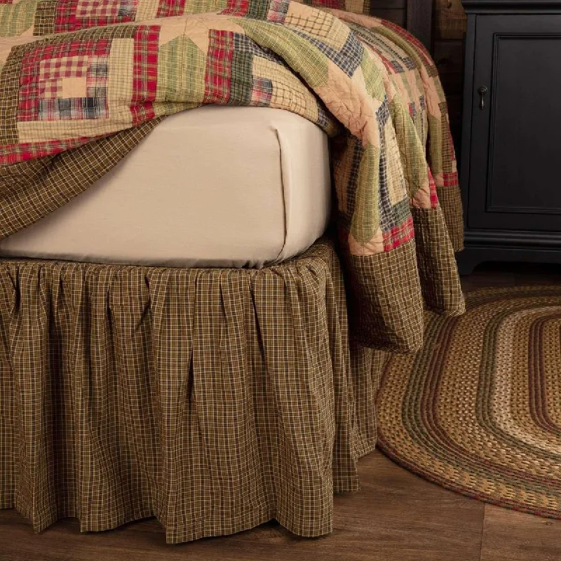 Bed skirts with a metallic thread for a touch of glamourTea Cabin Bed Skirts Moss Green, Muted Chartreuse, Navy VHC Brands Bed skirts with a metallic thread for a touch of glamourTea Cabin Bed Skirts Moss Green, Muted Chartreuse, Navy VHC Brands