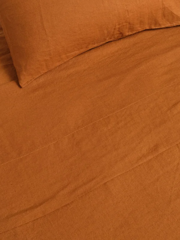 Thermal - Regulating Bamboo Sheets for All - Season Comfort100% Linen Flat Sheet in Tobacco Thermal - Regulating Bamboo Sheets for All - Season Comfort100% Linen Flat Sheet in Tobacco