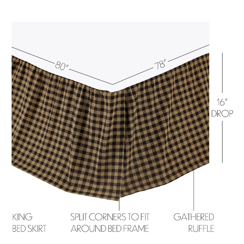 Bed skirts in pastel shades for a delicate lookBlack Check King Bed Skirt 78x80x16