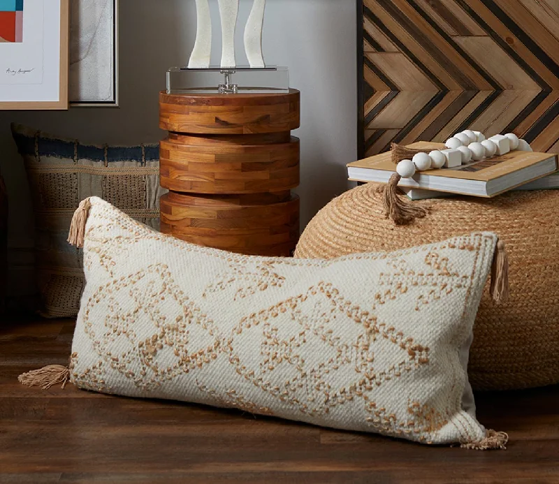 Memory Foam Pillows for Neck SupportVilla by Classic Home Farm Ivory Natural Throw Pillow