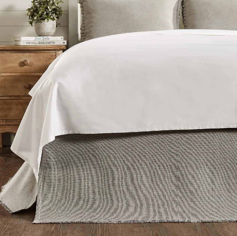Bed skirts with a tropical print for a vacation - inspired feelBurlap Dove Grey Fringed Queen Bed Skirt 60x80x16 VHC Brands Bed skirts with a tropical print for a vacation - inspired feelBurlap Dove Grey Fringed Queen Bed Skirt 60x80x16 VHC Brands