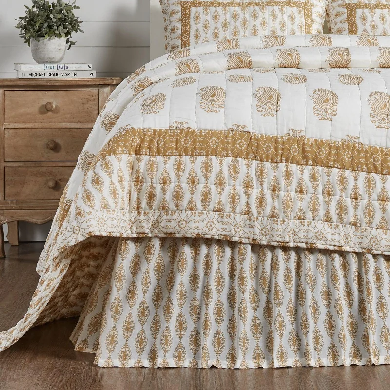 Twin - size bed skirts for a single bedAvani Gold Queen Bed Skirt 60x80x16 VHC Brands Twin - size bed skirts for a single bedAvani Gold Queen Bed Skirt 60x80x16 VHC Brands
