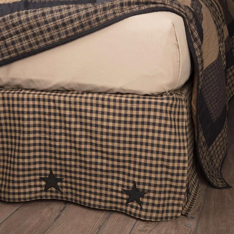 Bed skirts with a soft fleece lining for added comfortBlack Check Star Bed Skirts Raven Black, Khaki Tan VHC Brands Bed skirts with a soft fleece lining for added comfortBlack Check Star Bed Skirts Raven Black, Khaki Tan VHC Brands
