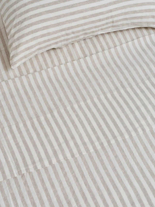 Anti - Pill Microfiber Sheets for a Smooth Appearance100% Linen Flat Sheet in Wide Natural Stripes Anti - Pill Microfiber Sheets for a Smooth Appearance100% Linen Flat Sheet in Wide Natural Stripes