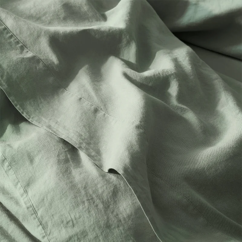 Wrinkle - Free Polyester Sheets for a Low - Maintenance BedSage Green Linen Blend Flat Sheet Wrinkle - Free Polyester Sheets for a Low - Maintenance BedSage Green Linen Blend Flat Sheet