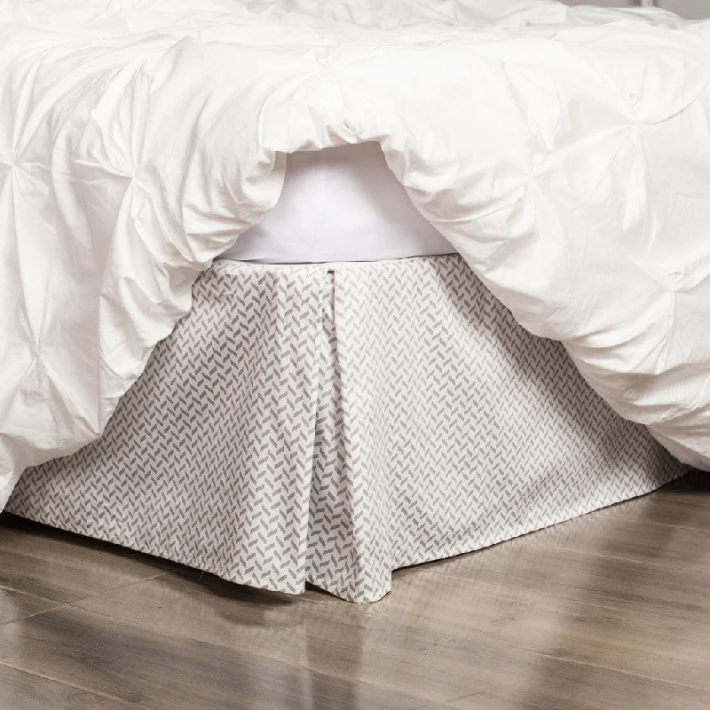 Full - size bed skirts with a gathered fabricThe Grey Herringbone Bed Skirt