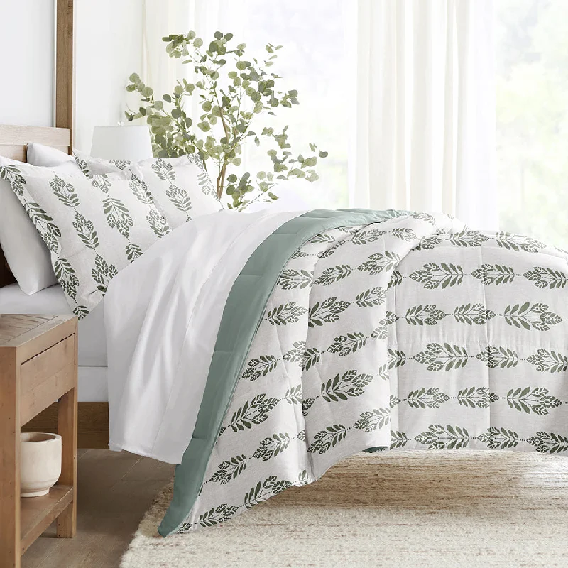 Wool - filled comforters with natural moisture - wicking and temperature - regulating featuresFolk Leaves Reversible Down-Alternative Comforter Set Wool - filled comforters with natural moisture - wicking and temperature - regulating featuresFolk Leaves Reversible Down-Alternative Comforter Set