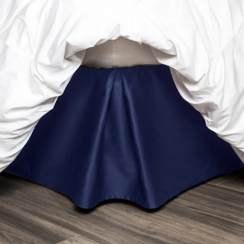 Full - size bed skirts with a gathered fabricThe Navy Blue Pleated Bed Skirt