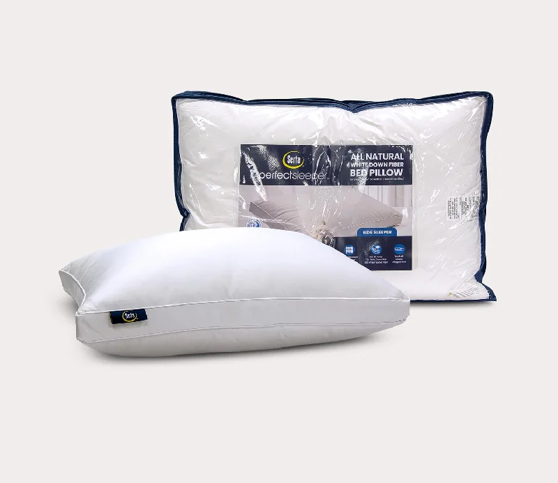 Cotton Pillows for Natural ComfortSerta White Down Fiber Side Sleeper Pillow