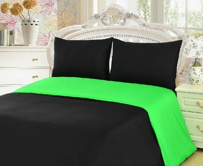 Light - blocking duvet covers for a better sleep during the dayTache 2-3 Piece Cotton Solid Lime Green / Black Reversible Duvet Cover Set Light - blocking duvet covers for a better sleep during the dayTache 2-3 Piece Cotton Solid Lime Green / Black Reversible Duvet Cover Set