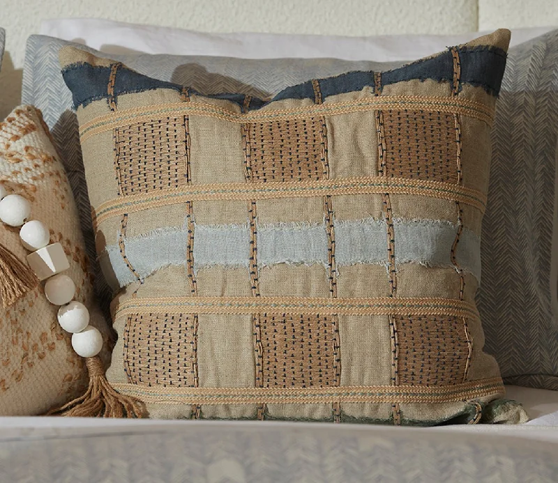 Feather Pillows for a Luxurious SleepVilla by Classic Home Stratton Natural Blue Multi Throw Pillow Feather Pillows for a Luxurious SleepVilla by Classic Home Stratton Natural Blue Multi Throw Pillow
