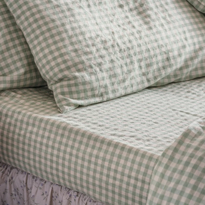 Hypoallergenic Silk Sheets for Sensitive SleepersSage Green Gingham Linen Blend Fitted Sheet Hypoallergenic Silk Sheets for Sensitive SleepersSage Green Gingham Linen Blend Fitted Sheet