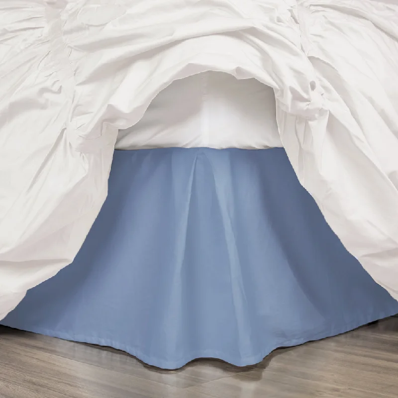 Bed skirts in neutral colors for easy pairingThe Coastal Blue Pleated Bed Skirt