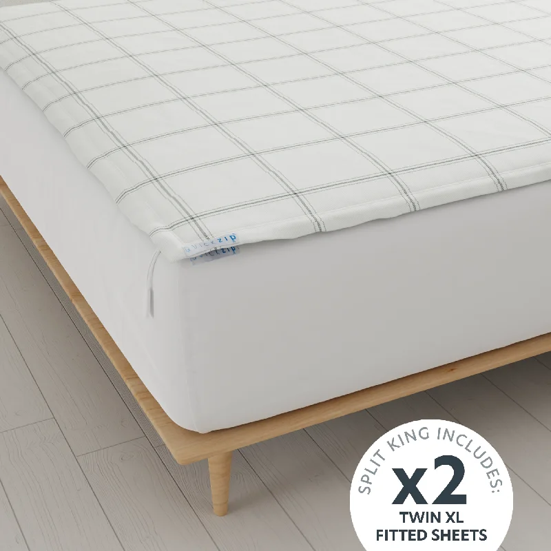 Organic Flannel Sheets for a Natural and Warm SleepTwilluxe Flannel Fitted Sheet (Base + Zip Sheet ) - Split King Organic Flannel Sheets for a Natural and Warm SleepTwilluxe Flannel Fitted Sheet (Base + Zip Sheet ) - Split King