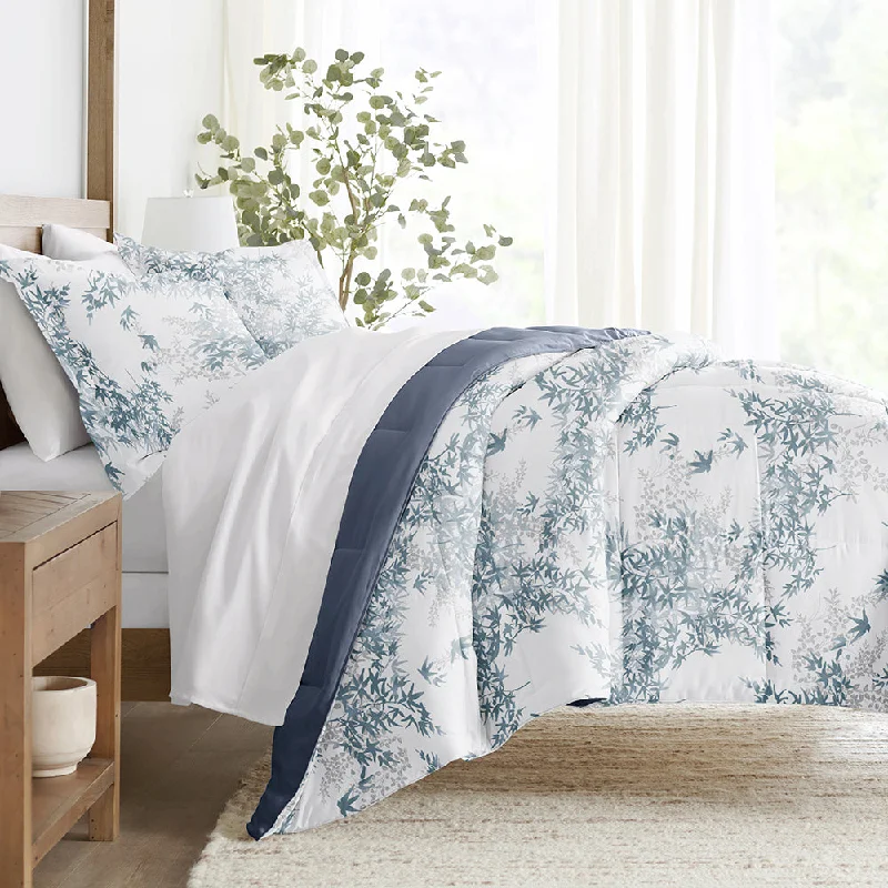 Full - size comforters suitable for full - sized beds in guest rooms or small bedroomsBamboo Leaves Reversible Down-Alternative Comforter Set