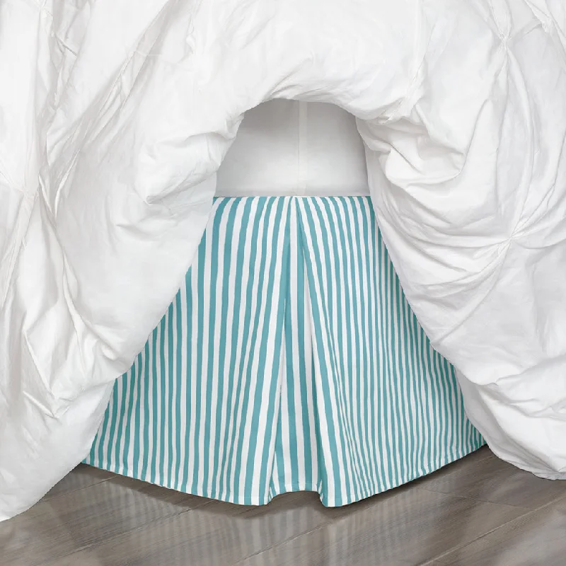 Floral - printed bed skirts for a feminine touchThe Turquoise Striped Pleated Bed Skirt
