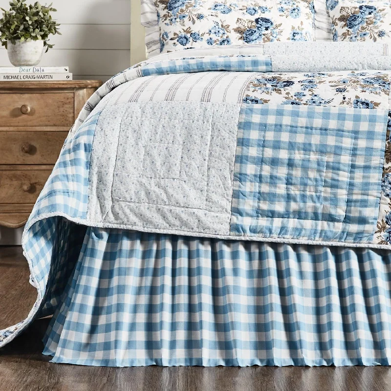 Bed skirts with a lace trim for a romantic touchAnnie Buffalo Blue Check Queen Bed Skirt 60x80x16 VHC Brands Bed skirts with a lace trim for a romantic touchAnnie Buffalo Blue Check Queen Bed Skirt 60x80x16 VHC Brands