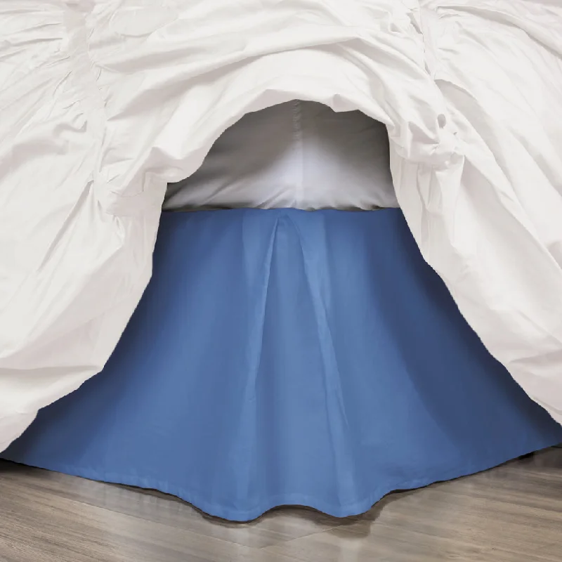 Bed skirts with a geometric print for a modern aestheticThe Capri Blue Pleated Bed Skirt