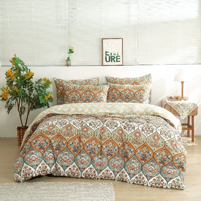Bamboo - derived duvet covers with antibacterial and moisture - wicking propertiesDaDalogy Bedding Bohemian Duvet Cover w/Pillow Cases - Reversible Coral Teal Floral Paisley Botanical Garden Party - Bright Vibrant Multi-Colorful Blue Salmon Pink Bamboo - derived duvet covers with antibacterial and moisture - wicking propertiesDaDalogy Bedding Bohemian Duvet Cover w/Pillow Cases - Reversible Coral Teal Floral Paisley Botanical Garden Party - Bright Vibrant Multi-Colorful Blue Salmon Pink